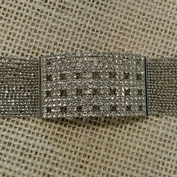 Silvertone Rhinestone Multi-strand Chain Wrap Bracelet With Toggle Closure - Picture 2 of 6